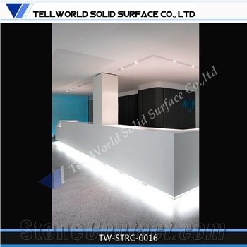 Artificial Stone Reception Desk with Led Light, Solid Surface Marble Reception Desk