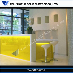 Artificial Stone Reception Desk with Led Light, Solid Surface Marble Reception Desk