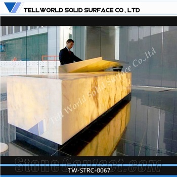 Artificial Stone Reception Desk with Led Light, Solid Surface Marble Reception Desk