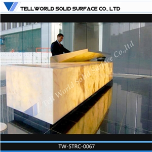 Artificial Stone Reception Desk with Led Light, Solid Surface Marble Reception Desk