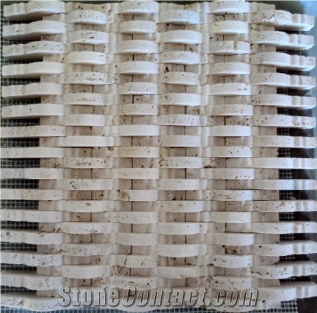 Dominican White Coral Stone Mosaics Tiles, Coral Stone Mosaic Wall Tiles