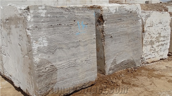 Silver Travertine Block, Iran Grey Travertine