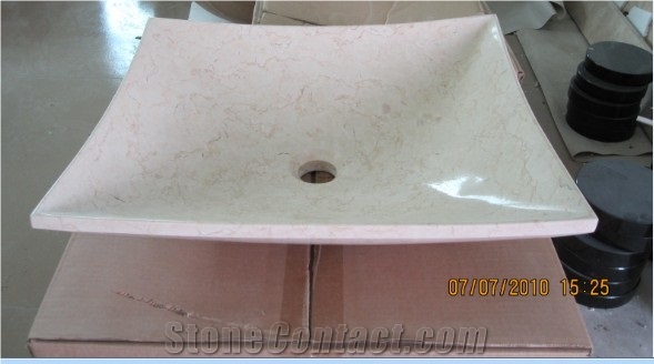 Egypt Cream/Beige Marble Under Counter Basin,Vessel Sinks, Square Shape Stone Sink, Beige Marble Stone Sink