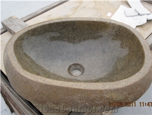 Natural Stone Granite River Rock Above Countertop Basin,Round Bathroom Sinks,Washing Oval Bowls,Very Competitive Price ,Owned Factory