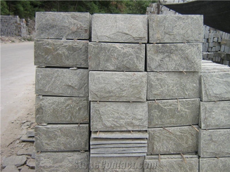 China Green Slate Mushroom Stone,Wall Stone