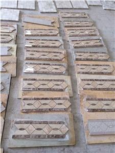 Crema Marfil & Light Emperador Marble Waterjet Molding&Border Lines Crema Marfil & Light Emperador Marble Waterjet Molding&Border Lines