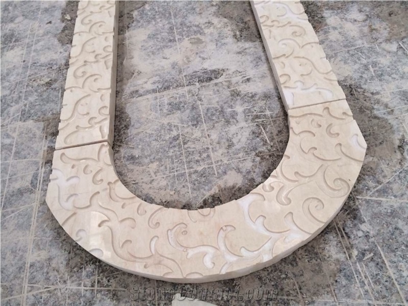 Crema Marfil Marble Flower Craving Window Surround