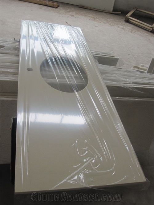 Pure White Star Quartz Stone Bathroom Tops,Vanity Top