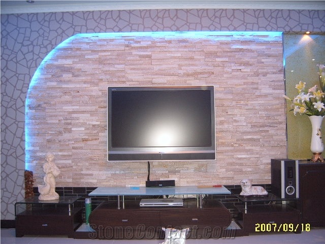 Split Face White Quartzite Cultured Stone,Stacked Stone,Ledge Stone Home Decor Tv Set Wall Background Caldding