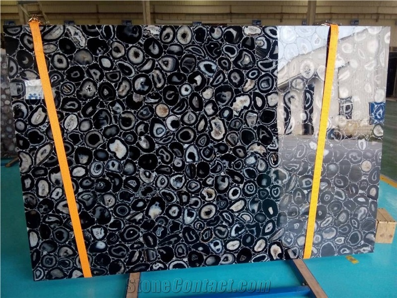 Black Agate Semiprecious Stone Slabs