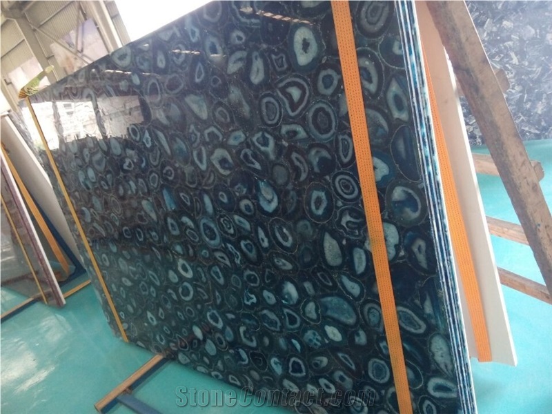 Blue Agate Semiprecious Stone Tiles
