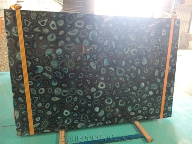 Blue Agate Semiprecious Stone Tiles