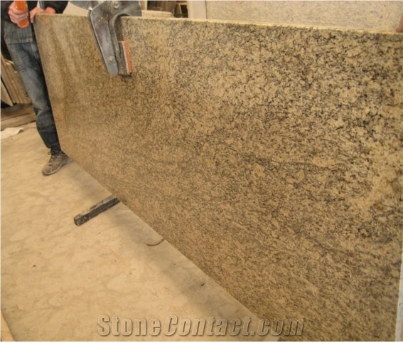 Giallo Santa Cecelia Granite Countertop, Brazil Granite Pre-Fabricated Countertop, Giallo Santa Cecili Yellow Granite Countertops