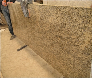 Giallo Santa Cecelia Granite Countertop, Brazil Granite Pre-Fabricated Countertop, Giallo Santa Cecili Yellow Granite Countertops