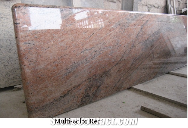 Multi-Color Red Granite Countertop, India Granite Countertop, Kitchen Countertop