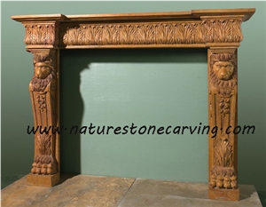 Egypt Brown Limestone Fireplace Mantel