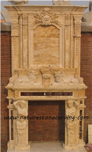 Fireplace Mantel, Rose Pink Marble Fireplace Mantel