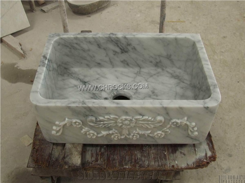 Italy Biancao Carrara White Marble Farm Sink,White Marble Farm Sink