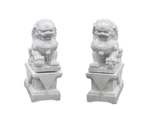 China Wind Stone Lion, White Granite Sculpture & Statue