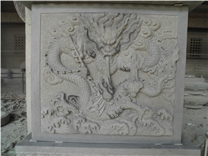 Classical Stone Granite Carving Relief Dragon Sculpture