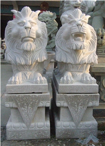 Stone Lion Animal Sculpture, Marble Limestone White Granite Sculptures