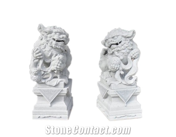 White Granite Lion Stone Statue, Lion Sculpture