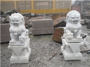 White Granite Lion Stone Statue, Lion Sculpture