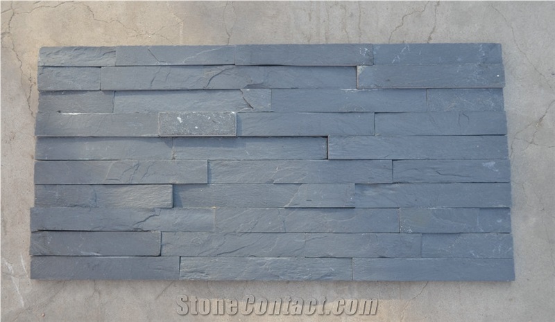 Carbon Ledger Panel-Flat Surface, Black Slate Cultured Stone