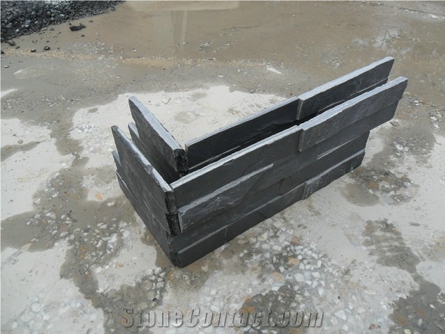Carbon Ledger Panel-Flat Surface, Black Slate Cultured Stone