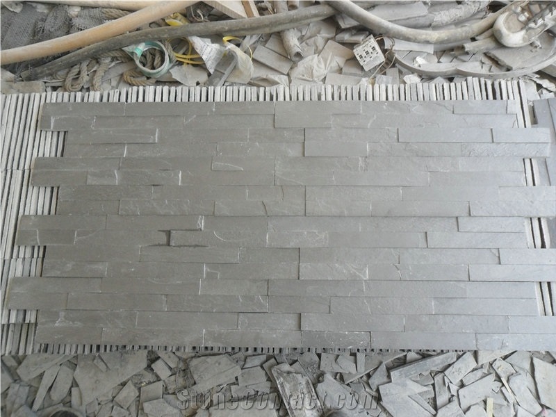 Carbon Ledger Panel-Flat Surface, Black Slate Cultured Stone