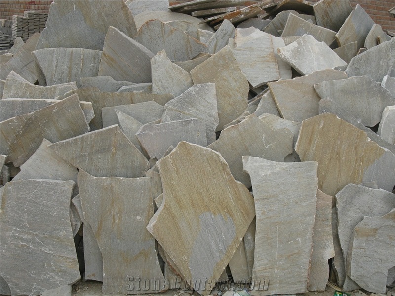 China White-gold Quartzite Random Slate Slabs & Tiles, China Beige Slate