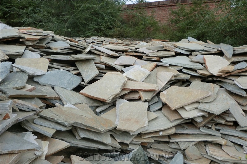 China White-gold Quartzite Random Slate Slabs & Tiles, China Beige Slate