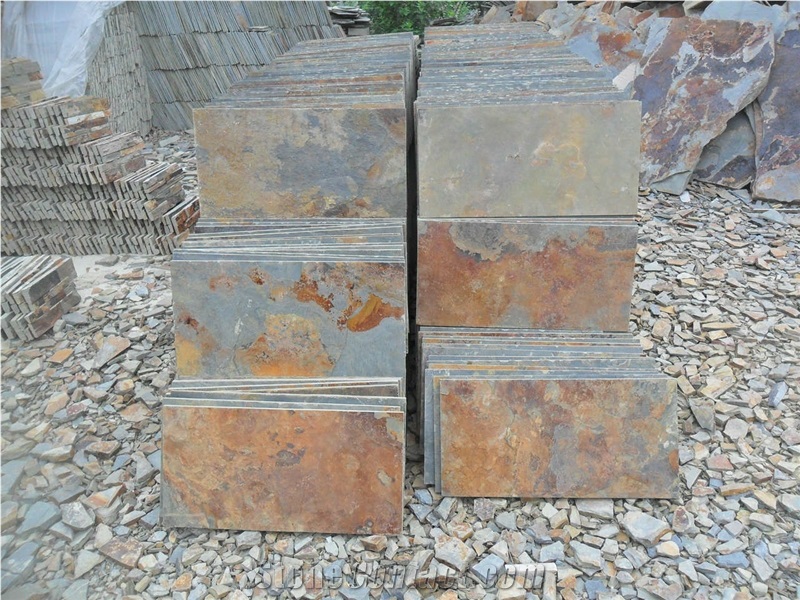 Sunset Multicolor Slate & Tiles, Rusty Slate, Hebei Rust Slate