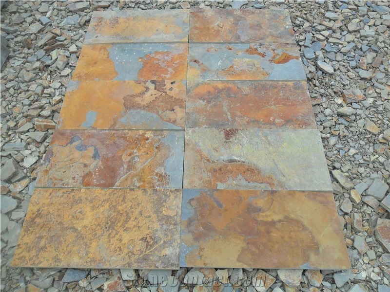 Sunset Multicolor Slate & Tiles, Rusty Slate, Hebei Rust Slate