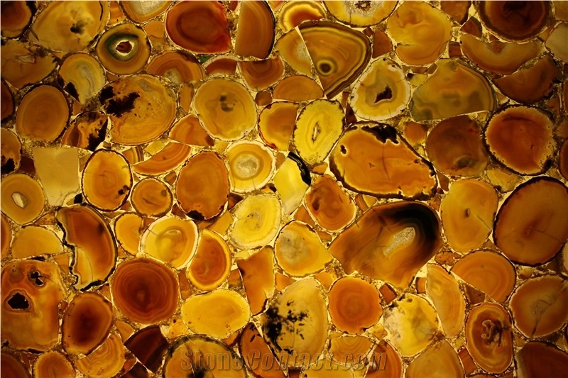 China Yellow Semiprecious Stone Slabs & Tiles