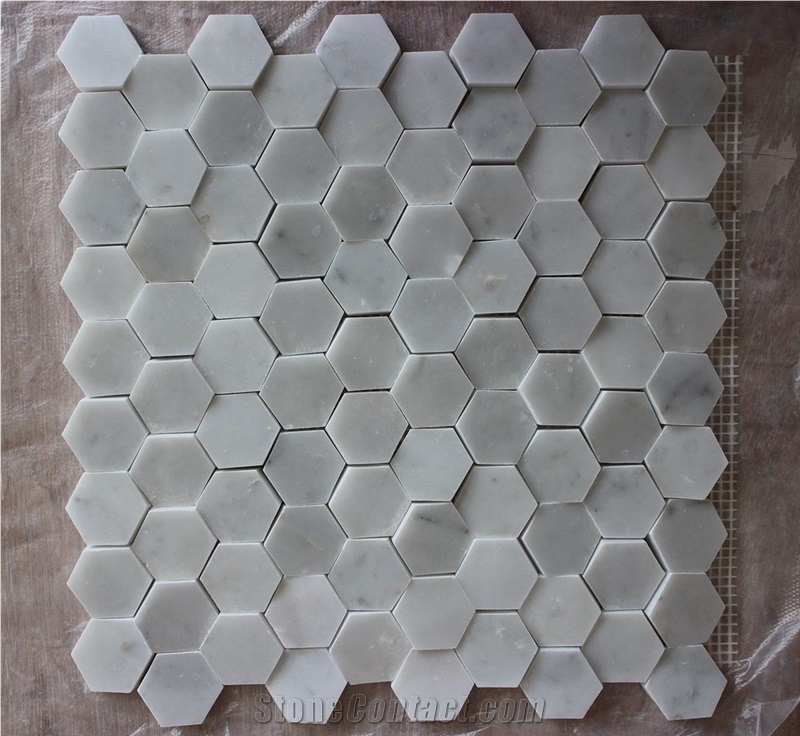 Chinese Carrara 3d Hexagon Mosaic, Chinese Carrara Marble Hexagon Mosaic