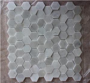 Chinese Carrara 3d Hexagon Mosaic, Chinese Carrara Marble Hexagon Mosaic