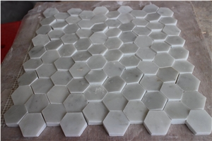 Chinese Carrara 3d Hexagon Mosaic, Chinese Carrara Marble Hexagon Mosaic