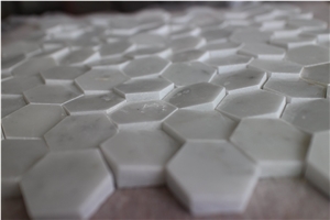 Chinese Carrara 3d Hexagon Mosaic, Chinese Carrara Marble Hexagon Mosaic