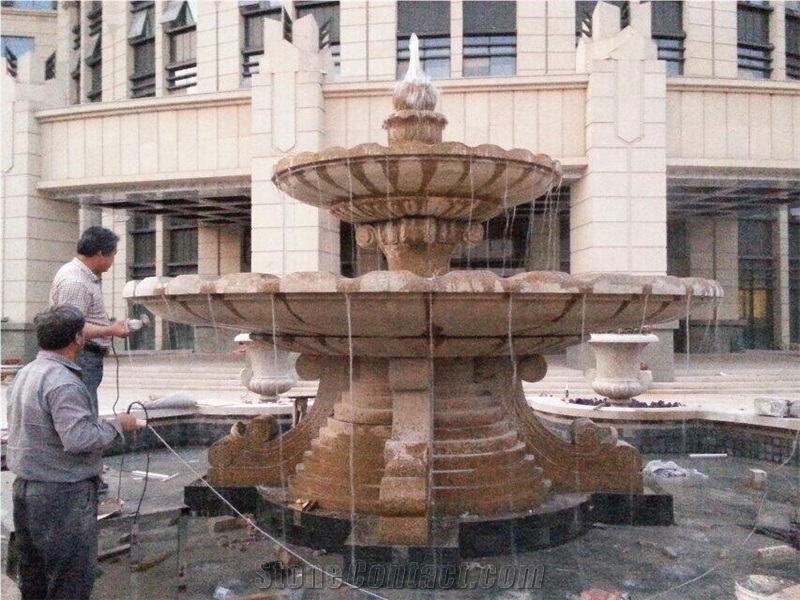 Yellow Granite Fountain, Granite Carving Fountain