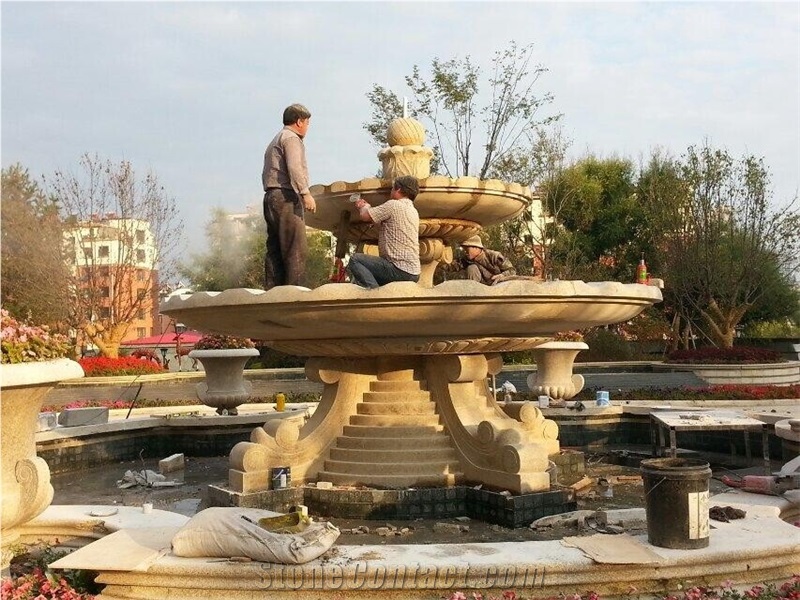 Yellow Granite Fountain, Granite Carving Fountain