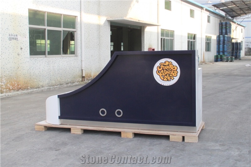 Shoe Reception Desk, Blue Furniture, Acrylic Solid Surface Furniture
