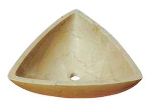 Wellest Beige Marble Basin & Sink,Triangle Beige Bathroom Stone Sink & Bowl, Ss010