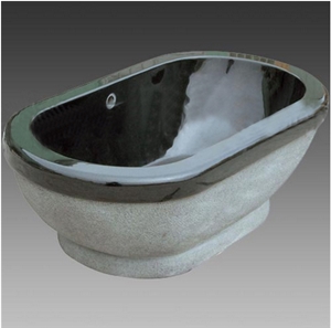 Wellest China Black Granite Bathtube,Natural Stone Bathtube,Flamed Surface Outside,Polished on Top&Inside,Sbt014