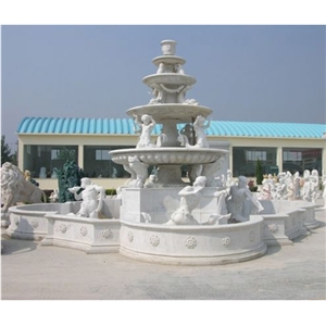 Wellest Exterior Water Spray White Marble Fountain,Garden Fountain,Carved Sculpture Fountain,Sfb004