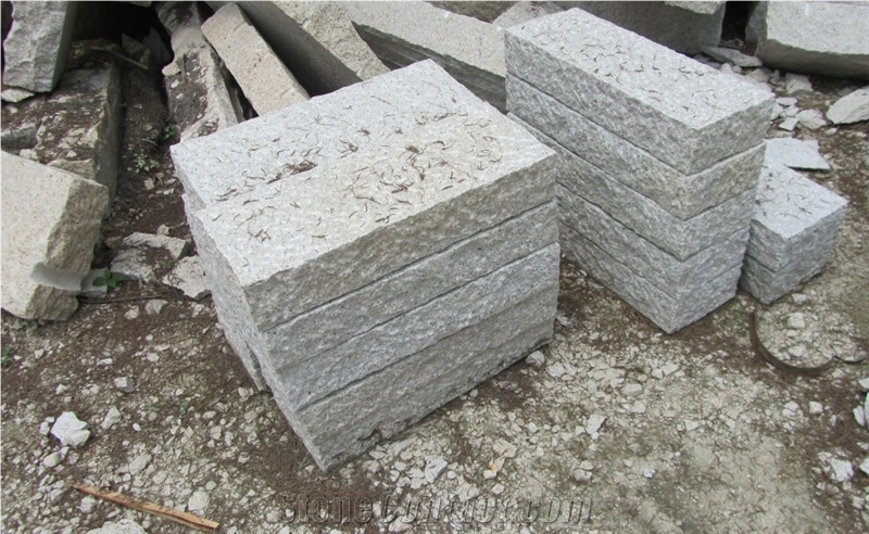 Wellest G603 Luner Pearl Grey Granite Palisade,Rough Picked Pineapple Surface, Exterior Garden Stone,Kerbstone, Landscape Stone Fence,Wp016