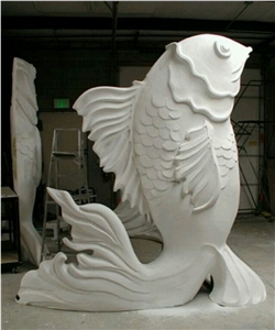 Wellest Iconology & Cartoonn Animal Sculpture & Statue, Handcarved Fish Sculpture,Natural Stone Carving,Scs011