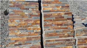 Wellest Rusty Brown Slate Culture Stone, Ledge Stone, Stacked Stone,Wall Cladding,Wall Veneer Panel