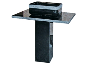 Wellest Sesame Black Granite Basin & Sink, Standing Stone Sink & Bowl, Sss011