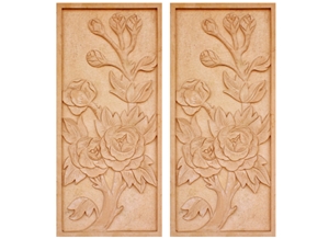 Wellest Yellow Sandstone Carved Relief, Flower Embossment, Stone Etching,Decorative Artifacts&Handcrafts,Bc003